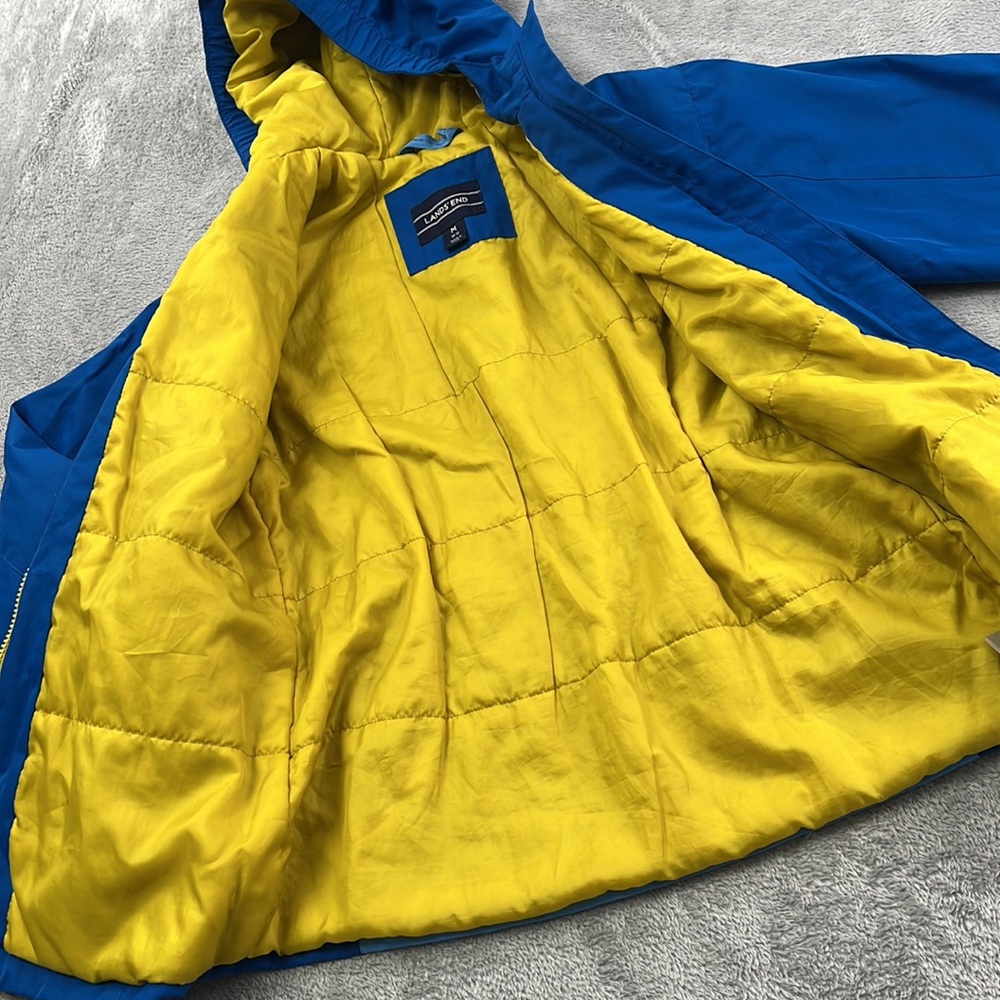 Lands End M 10-12 Blue Yellow Full Zip Lined Coat - Picture 8 of 13